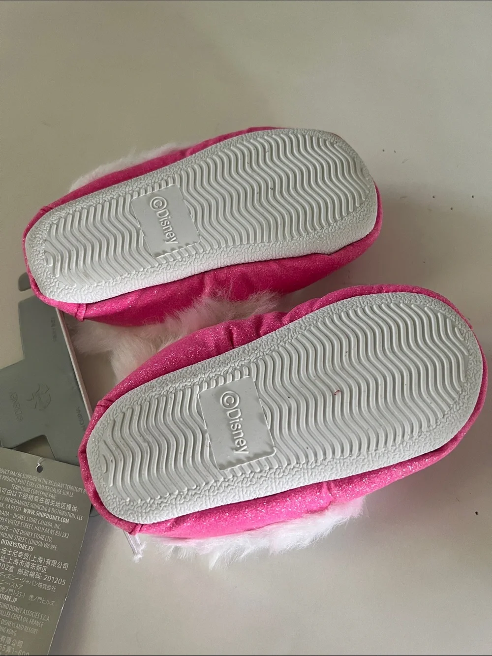 Disney Pink Faux-Fur Trim Kids Slip-On Slippers with Bow